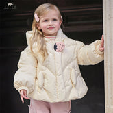 Girls Short Thick Down Jacket – Plush Hooded Coat